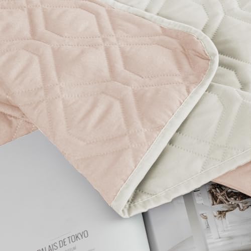 Waterproof Dog Bed Cover Pet Blanket for Furniture Bed Couch Sofa Reversible (82x102 Inch (Pack of 1) / Cream+babypink)