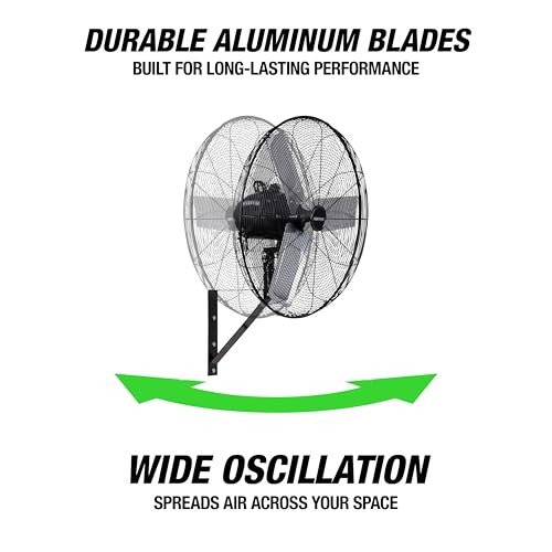 24 Inch Oscillating Wall Fan 5500 CFM 60° Oscillation for Cooling (New 24" Indoor Fan)