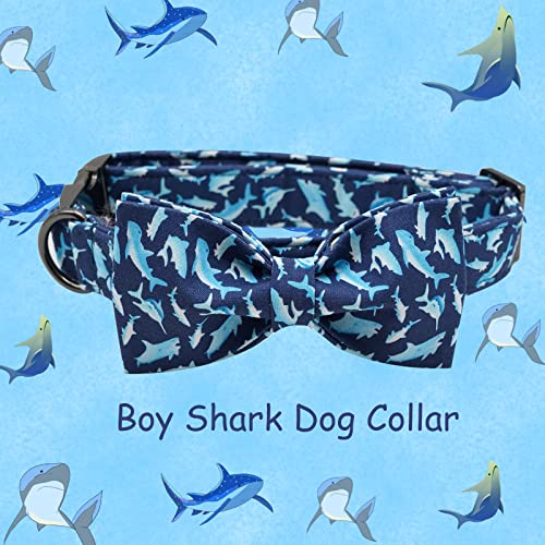 Dog Collar with Bow (Shark / X-Small (Pack of 1))