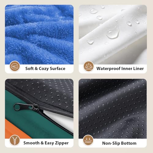 Waterproof Orthopedic XL Dog Bed for Large and Extra Large Dogs (Navy Orange / 42"L x 30"W x 7.5"Th)