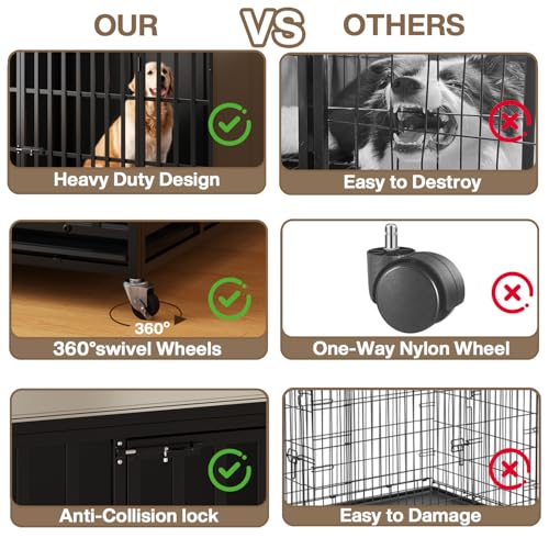 48 inch Heavy Duty Indestructible Dog Crate (47.2"L x 30.7"W x 34.6"H / Black)