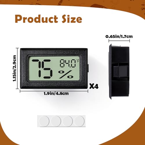 Reptile Thermometer and Humidity Gauge (4PCS Rectangular)