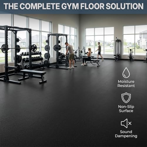 Traxxon by FlooringInc Rubber Gym Flooring Roll (Black / 300"L x 48"W x 0.5"Th)