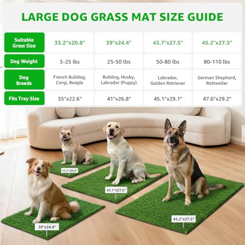 Replacement Artificial Grass Pee Pads for Dogs Potty Training to Pee & Poop (L-33.2"X20.8")