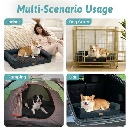 Orthopedic Dog Bed for Extra Large Dogs (Black / XL:44x32x7 inch)