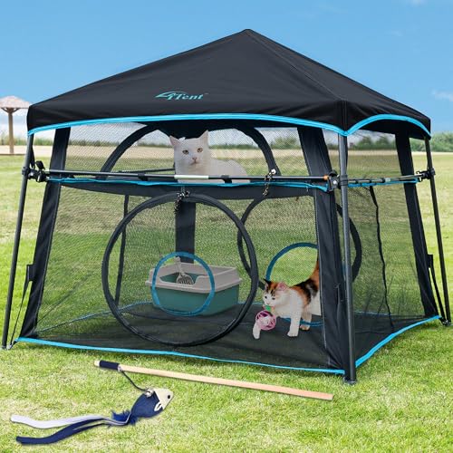 Extra Large Catio Outdoor Cat Enclosure 2 (Blue Trim / Two layer)