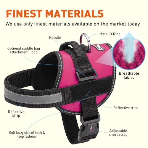 Dog Harness Reflective No (Pink / Girth 22" to 28")