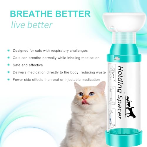 Cat Inhaler Spacer with Round Silicone Mask (Light Green / S Mask Included)