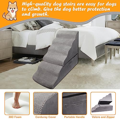 30 inch Dog Stairs&Steps for Small Dogs Up to 30 (Grey)