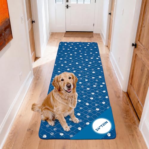 Non Slip Washable Dog Pee Pads (Blue / 24*72 Inch (Pack of 1))