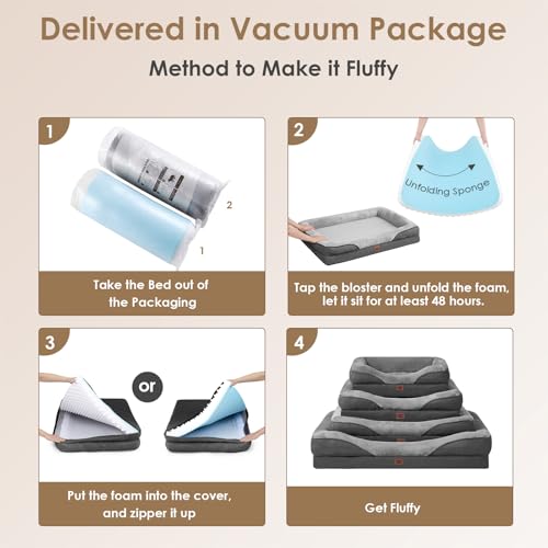 Orthopedic Dog Bed for Medium Dog (Grey / 35x22x6.5)