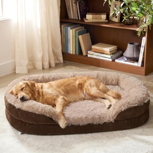 Fluffy Orthopedic Dog Beds Large Sized Dog (Dark Brown / XL (42"x 32"x 7"))