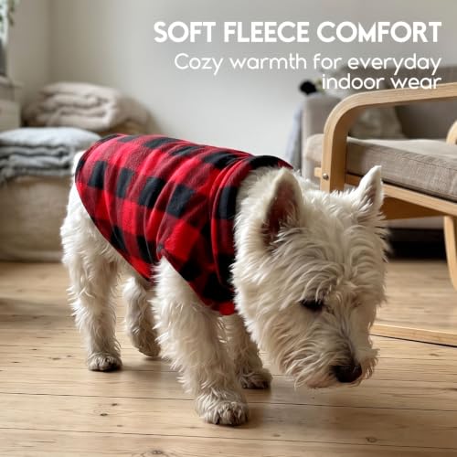 Dog Sweater Plaid Fleece Vest Puppy Shirt for Small Medium Dogs (X-Small / Plaid-Red)