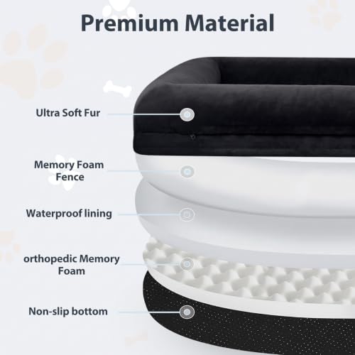 Human Dog Bed Orthopedic for Adult & Dogs Comfy Sleeping (Black / Human (71x46x7.5in))