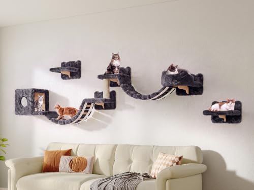 Cat Wall Furniture (Grey / 9 Piece Set)