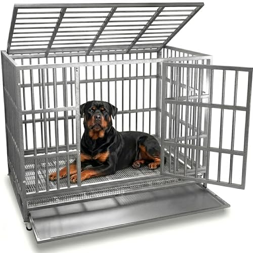 38 Inch Heavy Duty Dog Crate for Large Dogs (Silver/38 inch)