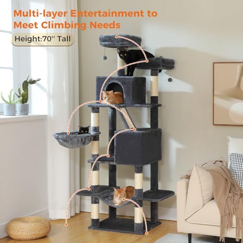 70.8" Tall Cat Tree for Large Cats (70.8" Tall Cat Tree / Dark Gray)