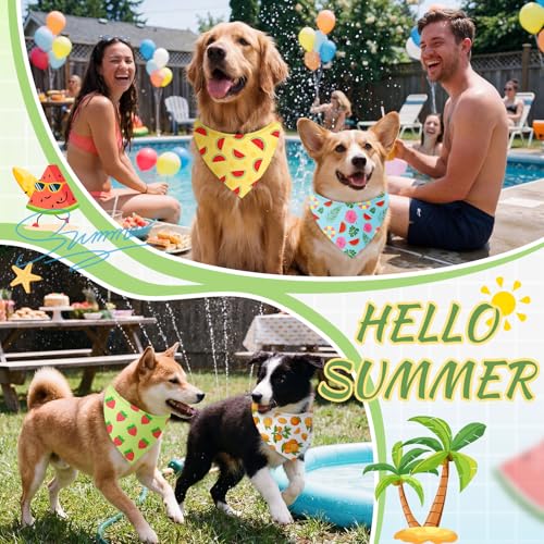 50 Pcs Summer Hawaiian Dog Bandanas Bulk (Summer / 25.6 x 17.7 x 17.7")