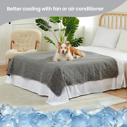 Deluxe Leakproof Cooling Blanket for Large Dogs Q (Heather Charcoal Grey / 60*80)