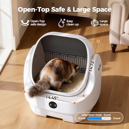 Open Top Automatic Litter Box (White-1)