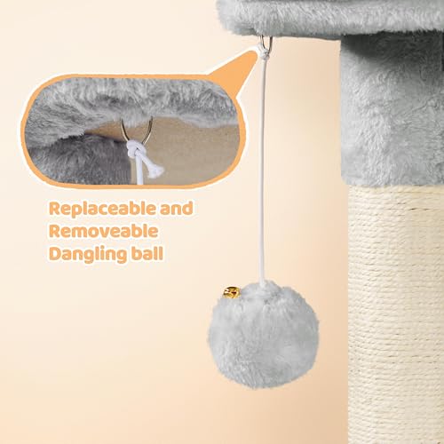Cat Tree Multi Level Climbing Tower for Indoor Cats (Light gray)