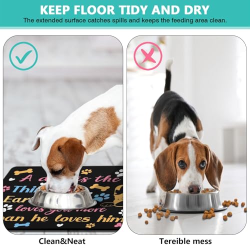 Pet Feeding Mat for Floors Waterproof Dog Mat for Food and Water Absorbent Quick Dry Non Slip mat for Cat Bowls (30"L x 17"W / Black)