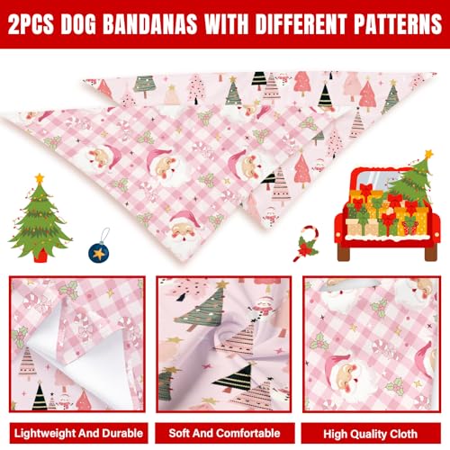 Pink Christmas Dog Bandanas 2 Pcs (Christmas1)