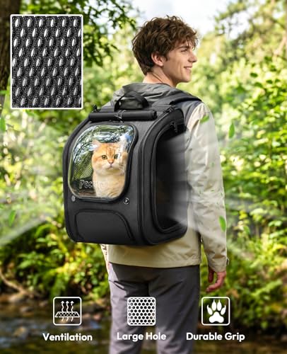 Cat Backpack Carrier (Black / 12.6"L x 10.2"W x 16.5"H)