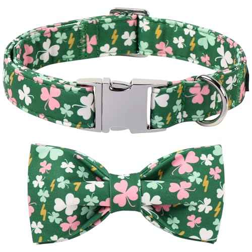 St. Patrick Dog Collars with Bow tie (G&P Clover / Large (Pack of 1))