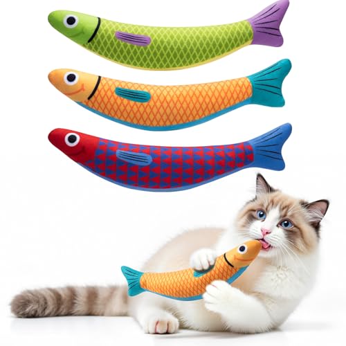 Cat Toys with[5000mg A+Natural Catnip &Silvervine] [Baby Grade] Interactive Soft Chew Kicker Cat Toys for Indoor Cats & Kittens (Red+Green+Yellow)