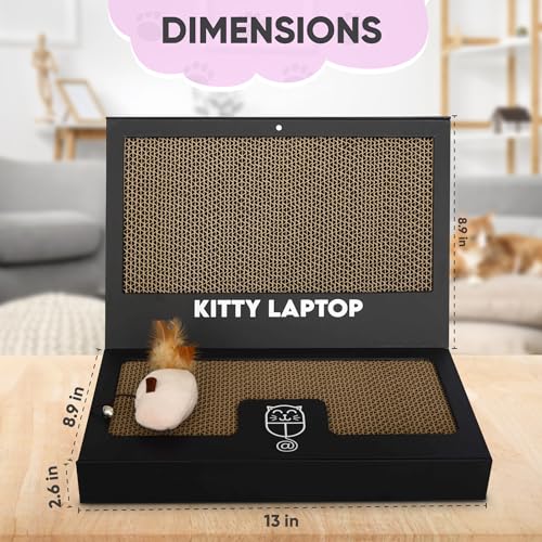 Toy Cat Laptop with 2 Scratchboards + Catnip Mouse Toy for Cats + 50pack Cat Sticker