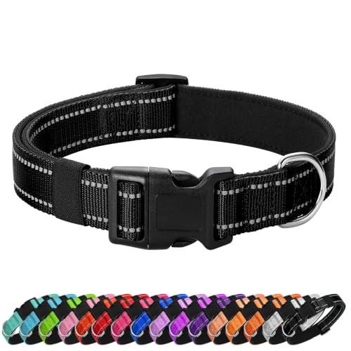 Reflective Dog Collar (Black / L:width 1"neck 17.5-27")