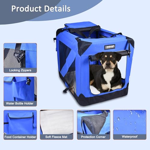 3 Door Soft Dog Crates Kennel (5-Blue)