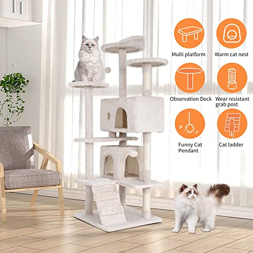 54" Cat Tree Tower (54in / Beige)