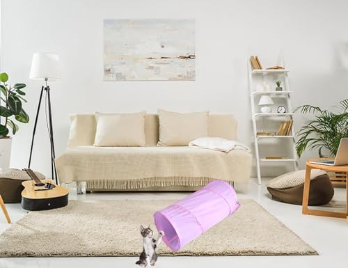 Cat Tunnel for Indoor Small Cats Kittens Rabbits (20 Inch (Pack of 3) / Light Pink)