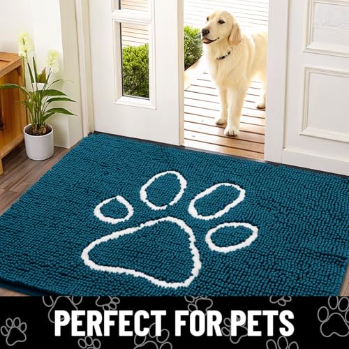 Dog Door Mat for Muddy Paws (71"X46" / Atlantic Blue and White)