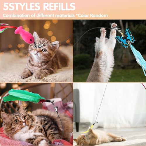 Retractable Cat Toy Wand 12 Packs Interactive Cat Feather Toys (12 PCS)