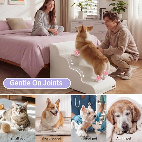 Lesure Dog Stairs for Small Dogs (Grey / 4-Step (H: 19.7IN))