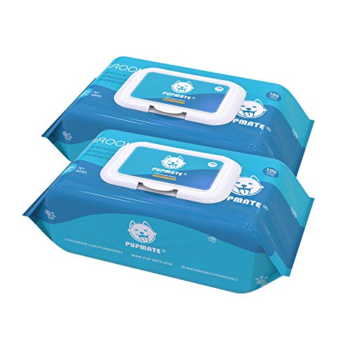 Natural Pet Grooming Wipes (2 Packs with Lid-200 counts)