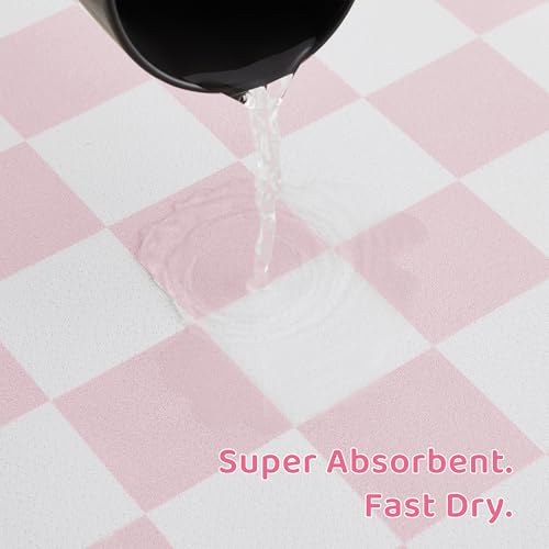 Checkered Dog Feeding Mat (19"L x 12"W / Pink)