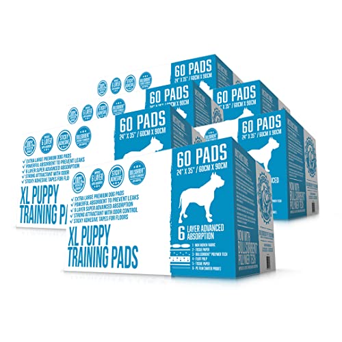 Bulldogology Puppy Pee Pads XL with Adhesive Sticky Tape (360-Count (24x35))