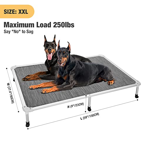 Chew Proof Elevated Dog Bed (Black Silver / 59.0"L x 37.5"W x 9.0"Th)
