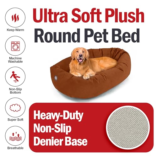 Suede Shredded Memory Foam Mix Calming Dog Bed Washable (Rust)