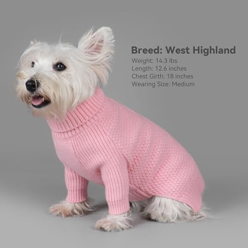 Dog Sweater Long Sleeve Warm Knit Sweaters for Medium Dogs Boy Girl (Pink / X-Large)