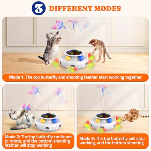 Cat Toys Automatic Interactive Kitten Toys for Indoor Cats (White)