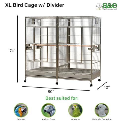 A&E Cage Co 8040FL Stainless Steel Double Macaw Cage (Stainless Steel)