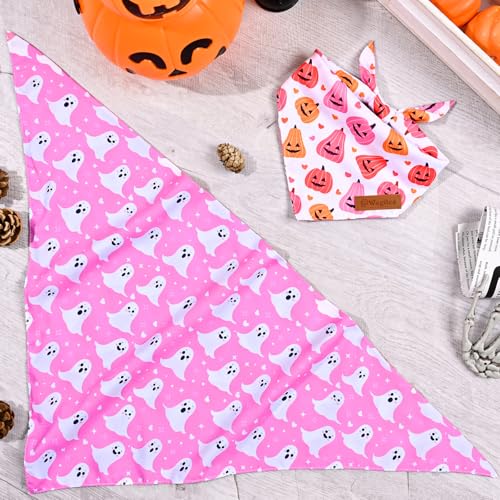 2 Pack Halloween Dog Bandanas (Pink / X-Large)