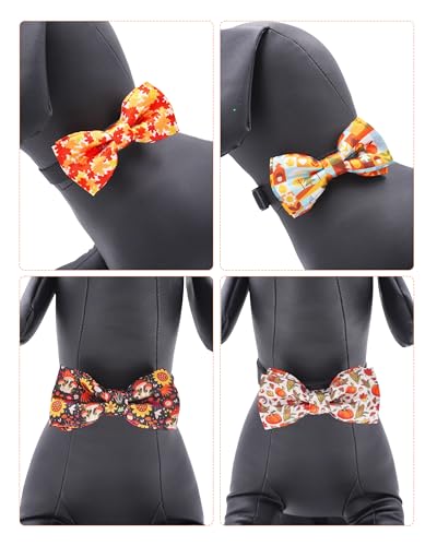10 Pack Fall Dog Bowties for Small Dogs Sliding on Collar (S/M)