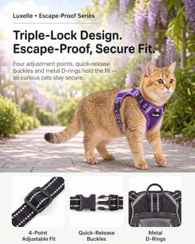 Escape Proof Cat Harness and Leash Set (Purple / XS)