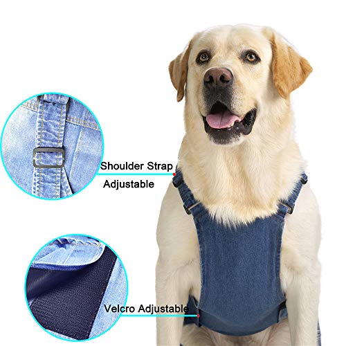 Classic Dog Jeans Overall for Medium Large Dogs (32 (Chest 32.28'') / Blue)